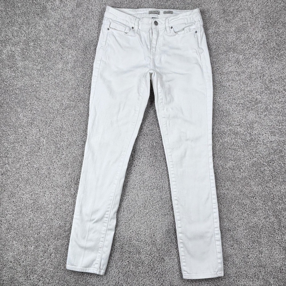 Calvin Klein Jeans Womens Ultimate Skinny White Denim Pants Size 2 Mid Rise
